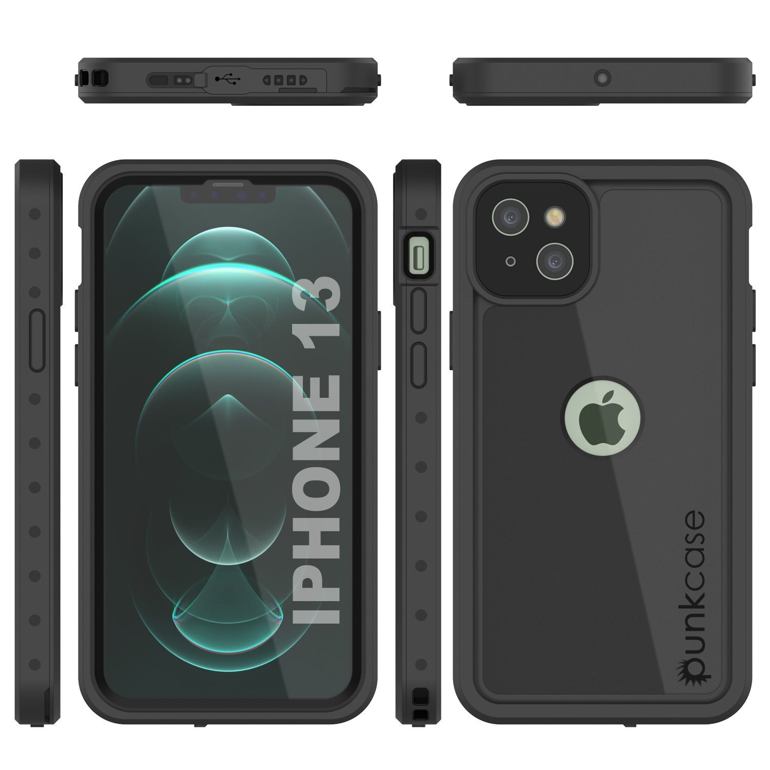 iPhone 13 Waterproof IP68 Case, Punkcase [Black] [StudStar Series] [Slim Fit]