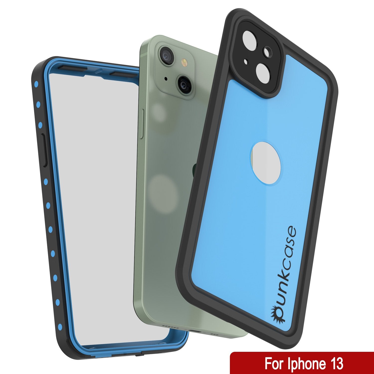 iPhone 13 Waterproof IP68 Case, Punkcase [Light blue] [StudStar Series] [Slim Fit] [Dirtproof]