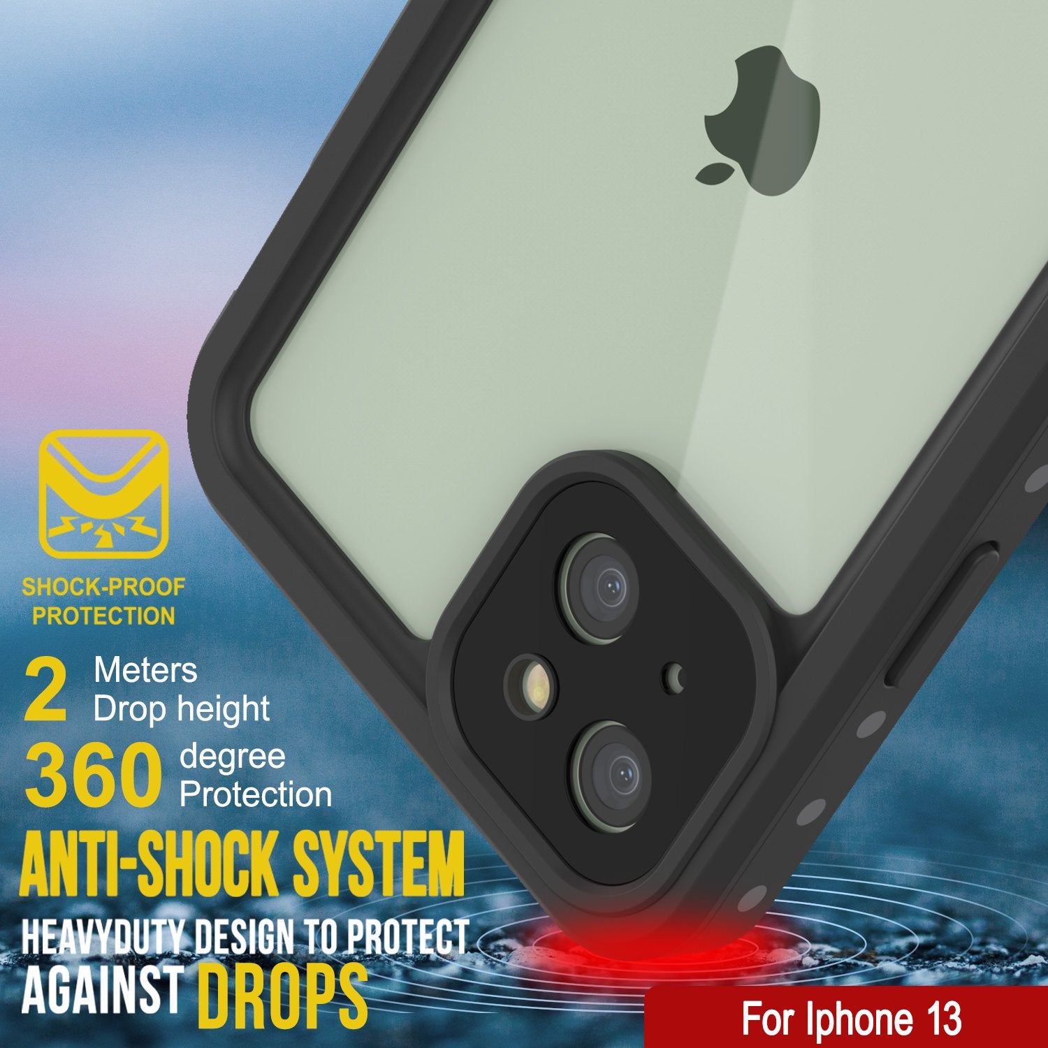 iPhone 13 Waterproof IP68 Case, Punkcase [Clear] [StudStar Series] [Slim Fit] [Dirtproof]