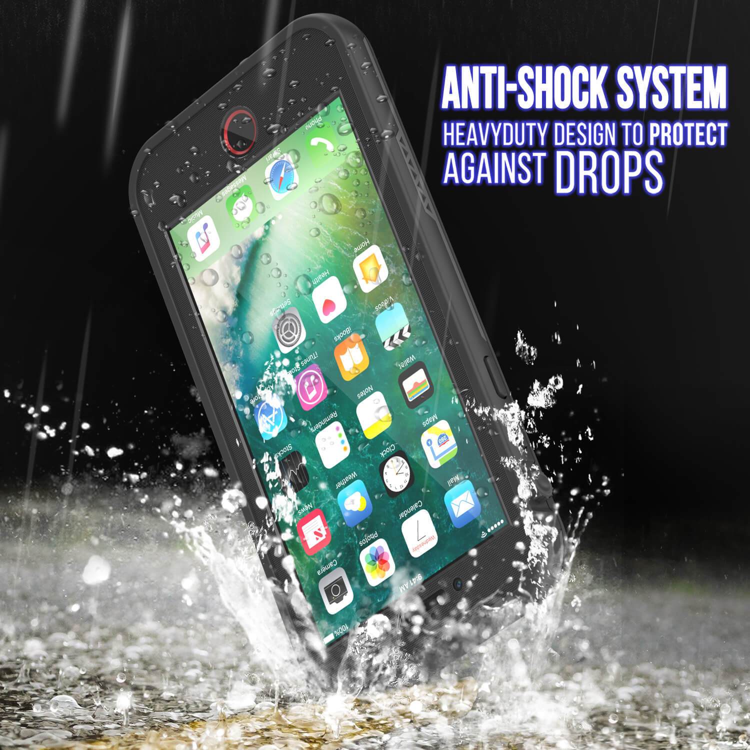 iPhone 7 Waterproof Case, Punkcase SpikeStar Black Series | Thin Fit 6.6ft Underwater IP68 (Color in image: purple)