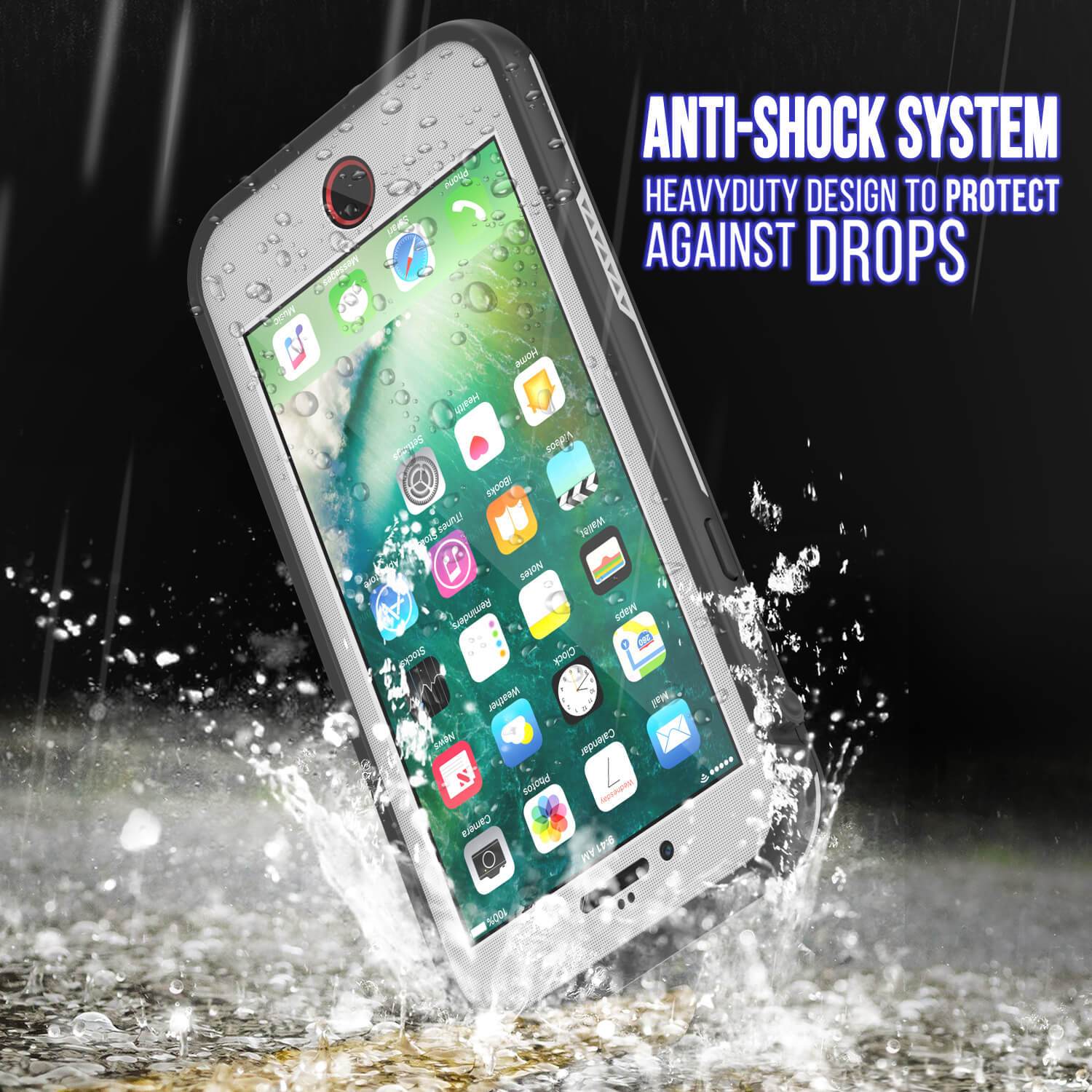 iPhone 7 Waterproof Case, Punkcase SpikeStar White Series | Thin Fit 6.6ft Underwater IP68 (Color in image: purple)