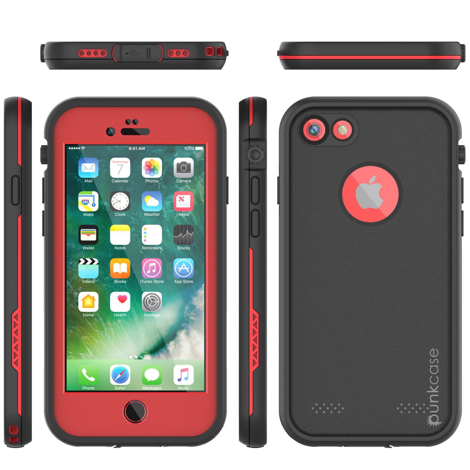 iPhone 7 Waterproof Case, Punkcase SpikeStar Red Series | Thin Fit 6.6ft Underwater IP68 (Color in image: teal)