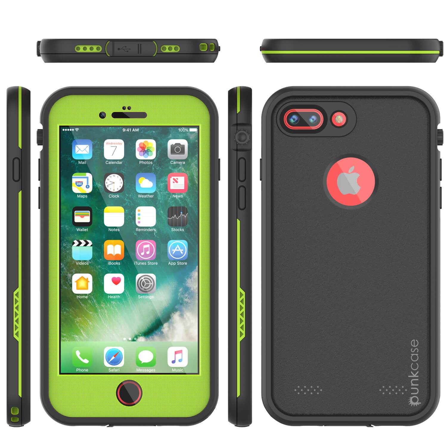 iPhone 8+ Plus Waterproof Case, Punkcase SpikeStar Light-Green Series | Thin Fit 6.6ft Underwater IP68 (Color in image: teal)