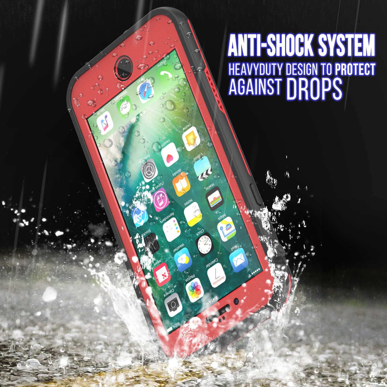 iPhone 8 Waterproof Case, Punkcase SpikeStar Red Series | Thin Fit 6.6ft Underwater IP68 (Color in image: purple)