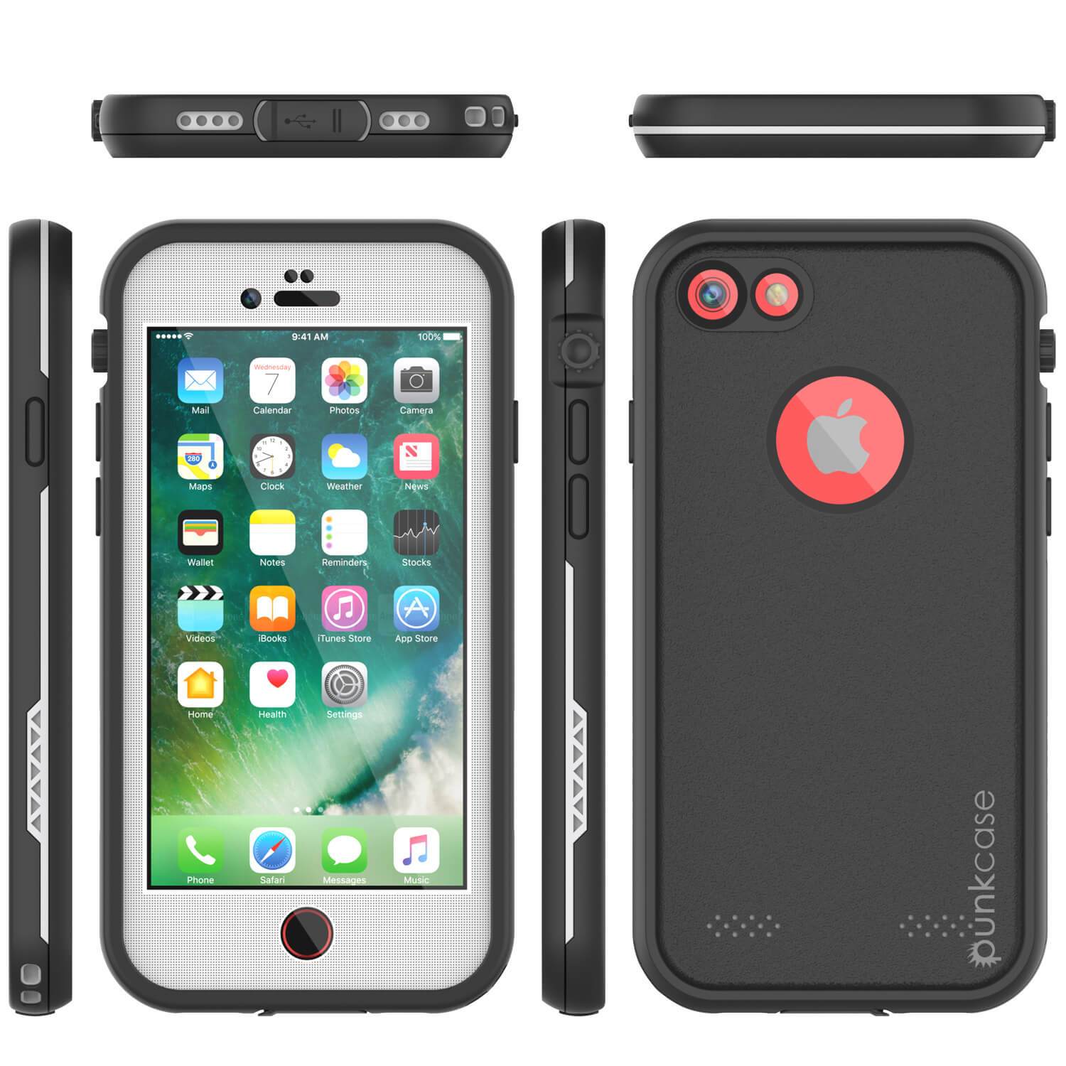 iPhone 8 Waterproof Case, Punkcase SpikeStar White Series | Thin Fit 6.6ft Underwater IP68 (Color in image: teal)