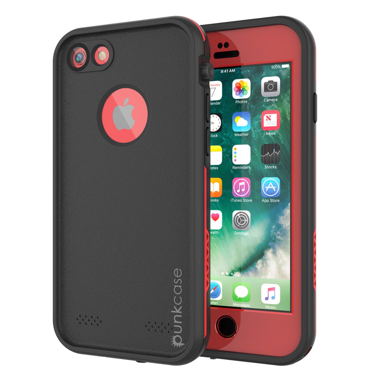iPhone 8 Waterproof Case, Punkcase SpikeStar Red Series | Thin Fit 6.6ft Underwater IP68