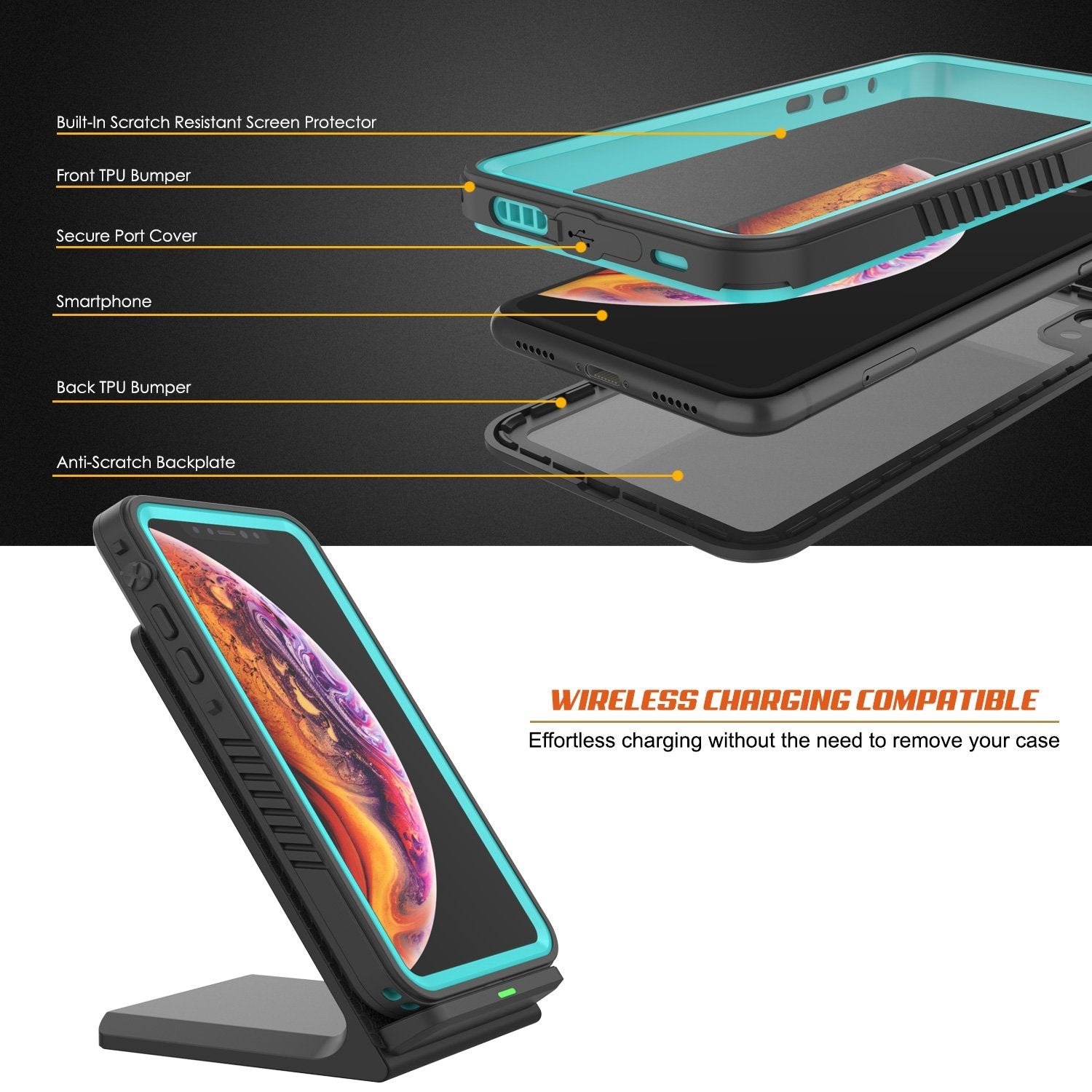 iPhone XR Waterproof Case, Punkcase [Extreme Series] Armor Cover W/ Built In Screen Protector [Teal] (Color in image: Pink)