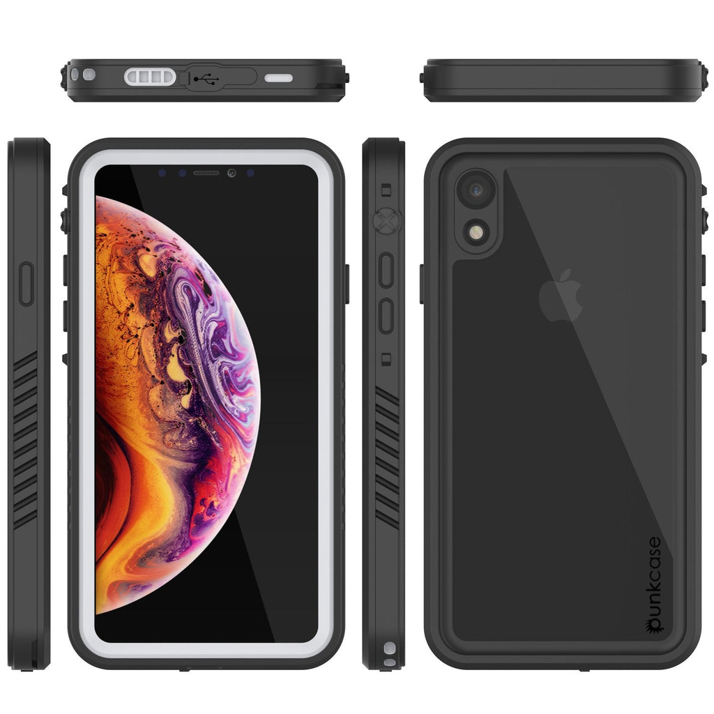 iPhone XR Waterproof Case, Punkcase [Extreme Series] Armor Cover W/ Built In Screen Protector [White] (Color in image: Red)