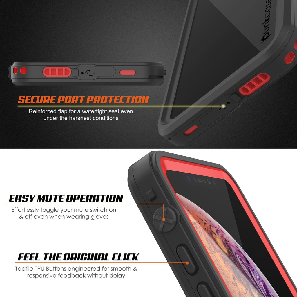 iPhone XR Waterproof Case, Punkcase [Extreme Series] Armor Cover W/ Built In Screen Protector [Red] (Color in image: Pink)