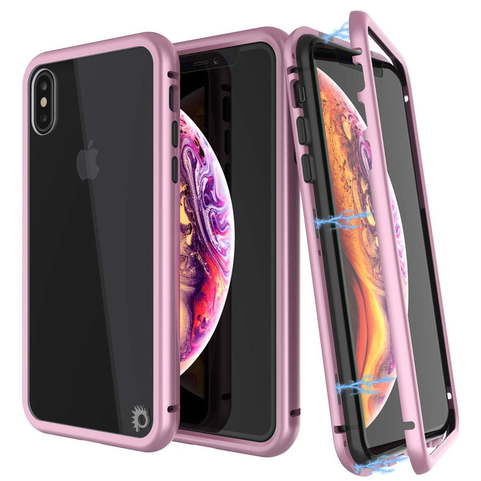 iPhone XS Case, Punkcase Magnetic Shield Protective TPU Cover W/ Tempered Glass Screen Protector [Pink]