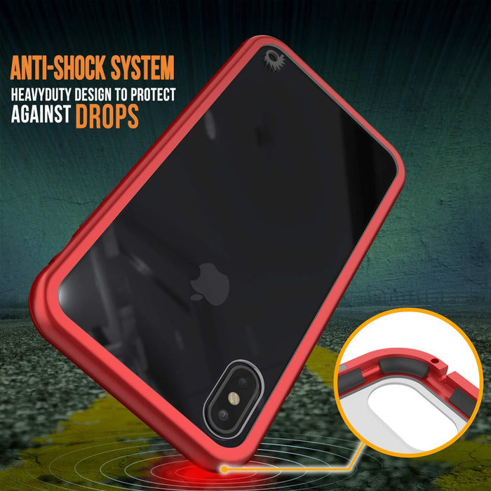 iPhone XS Case, Punkcase Magnetic Shield Protective TPU Cover W/ Tempered Glass Screen Protector [Red]
