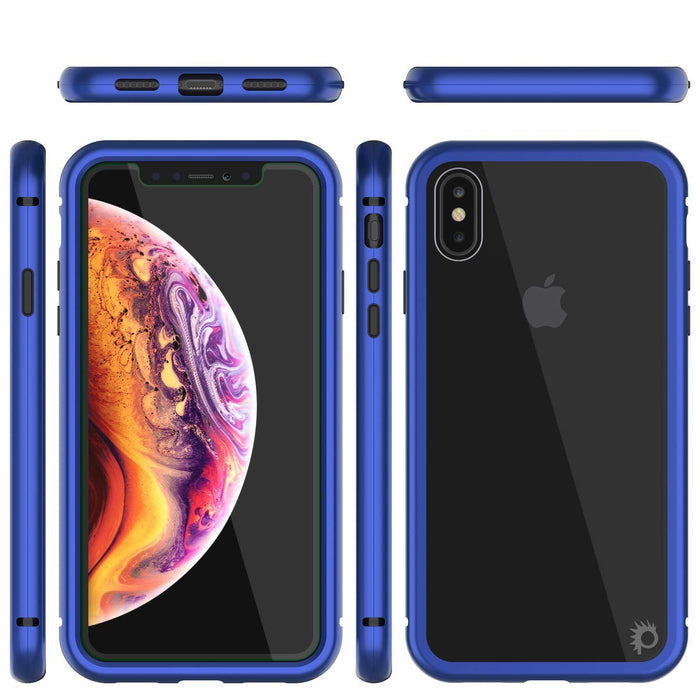 iPhone XS Case, Punkcase Magnetic Shield Protective TPU Cover W/ Tempered Glass Screen Protector [Blue]