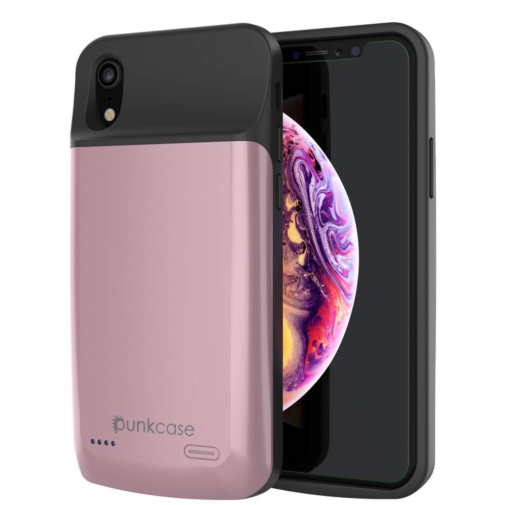 iPhone 11 Pro Max Battery Case, PunkJuice 5000mAH Fast Charging Power Bank W/ Screen Protector | [Rose-Gold] (Color in image: rose-gold)