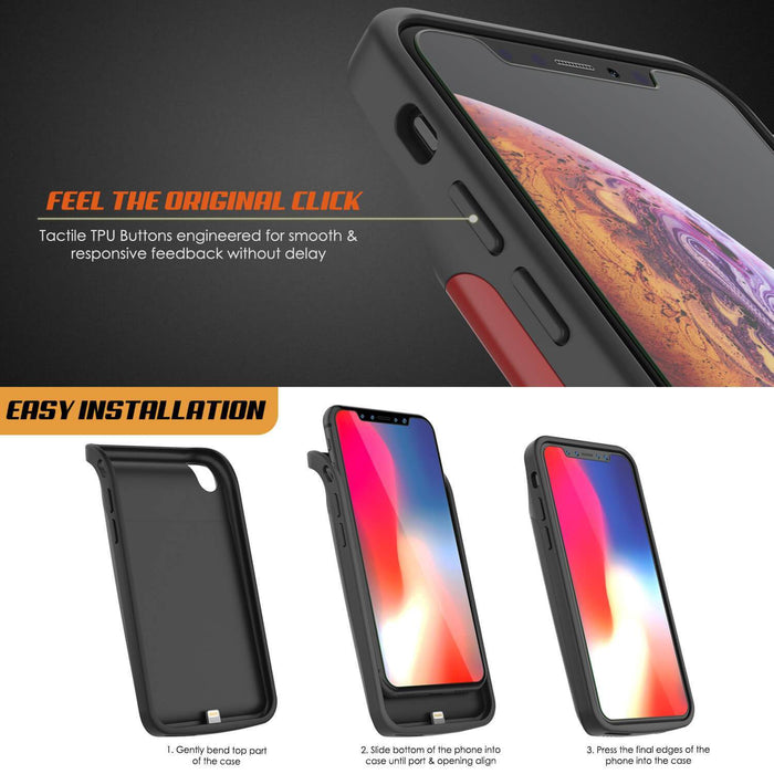 iPhone 11 Battery Case, PunkJuice 5000mAH Fast Charging Power Bank W/ Screen Protector | [Red] (Color in image: black)