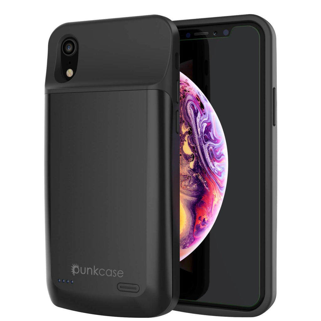 iPhone 11 Battery Case, PunkJuice 5000mAH Fast Charging Power Bank W/ Screen Protector | [Black] (Color in image: black)