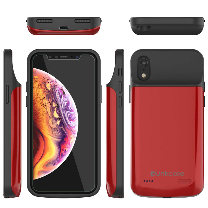 iphone XR Battery Case, PunkJuice 5000mAH Fast Charging Power Bank W/ Screen Protector | [Red]