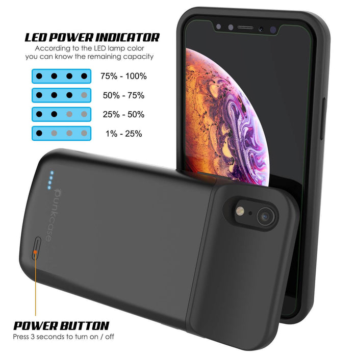 iPhone 11 Battery Case, PunkJuice 5000mAH Fast Charging Power Bank W/ Screen Protector | [Black] (Color in image: gold)
