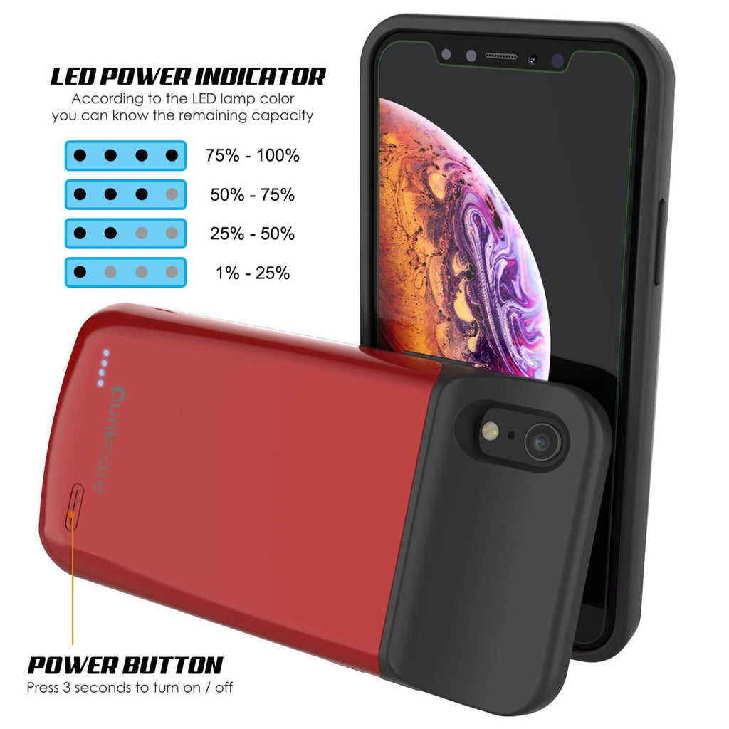 iPhone 11 Pro Battery Case, PunkJuice 5000mAH Fast Charging Power Bank W/ Screen Protector | [Red] (Color in image: gold)