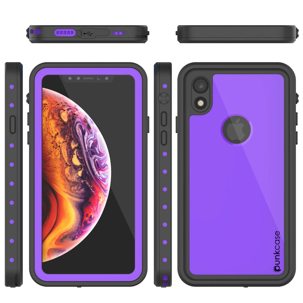 iPhone XR Waterproof IP68 Case, Punkcase [Purple] [StudStar Series] [Slim Fit] [Dirtproof] (Color in image: black)