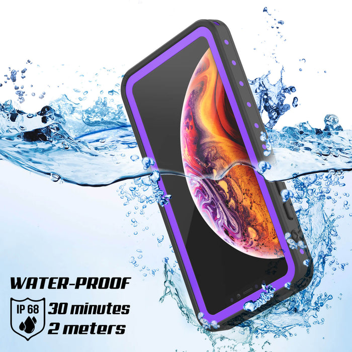 iPhone XR Waterproof IP68 Case, Punkcase [Purple] [StudStar Series] [Slim Fit] [Dirtproof] (Color in image: Clear.)