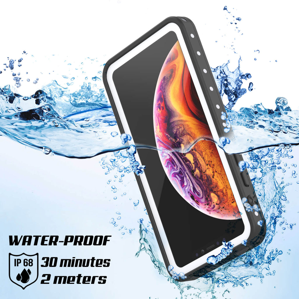 iPhone XR Waterproof IP68 Case, Punkcase [White] [StudStar Series] [Slim Fit] [Dirtproof] (Color in image: black)