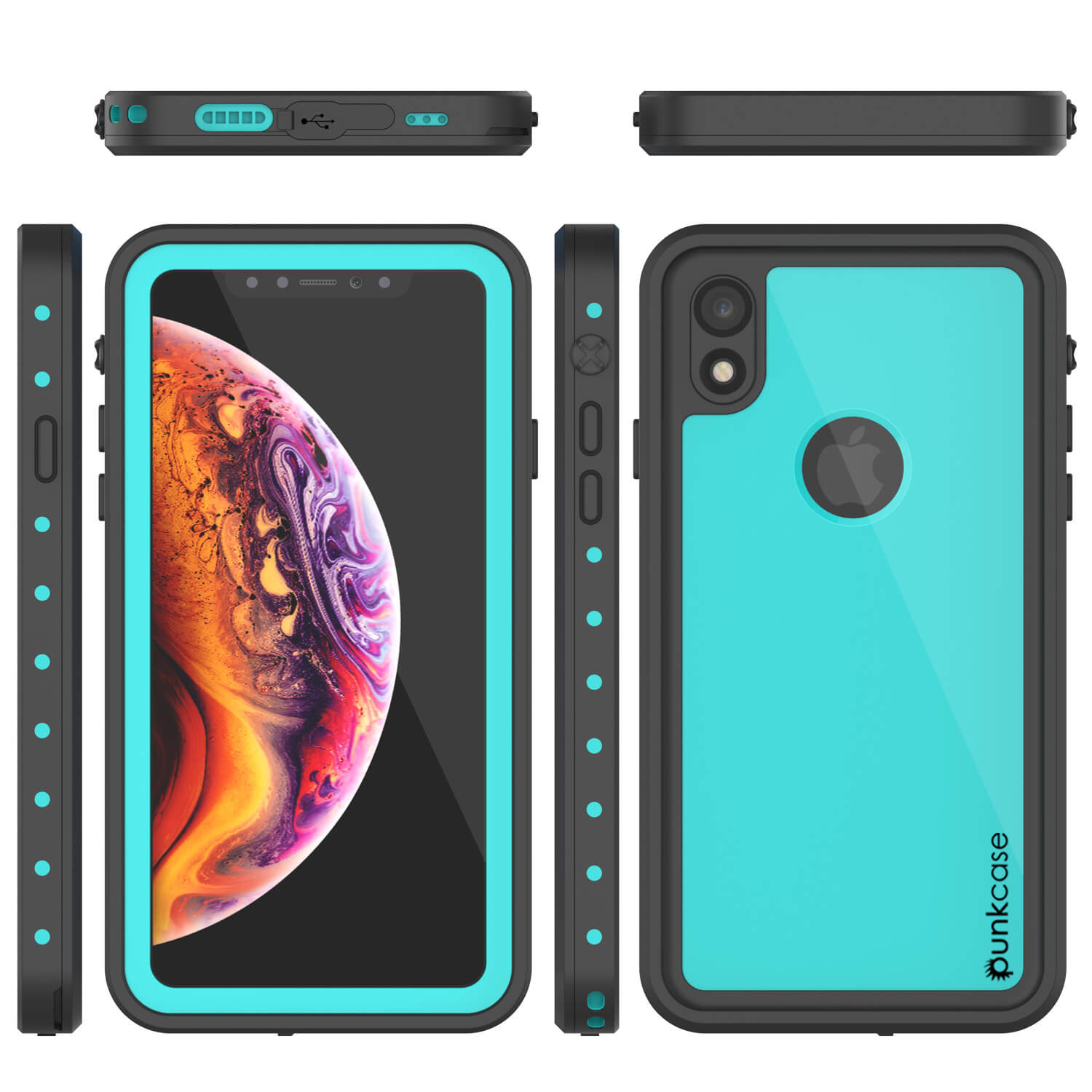 iPhone XR Waterproof IP68 Case, Punkcase [Teal] [StudStar Series] [Slim Fit] (Color in image: light blue)