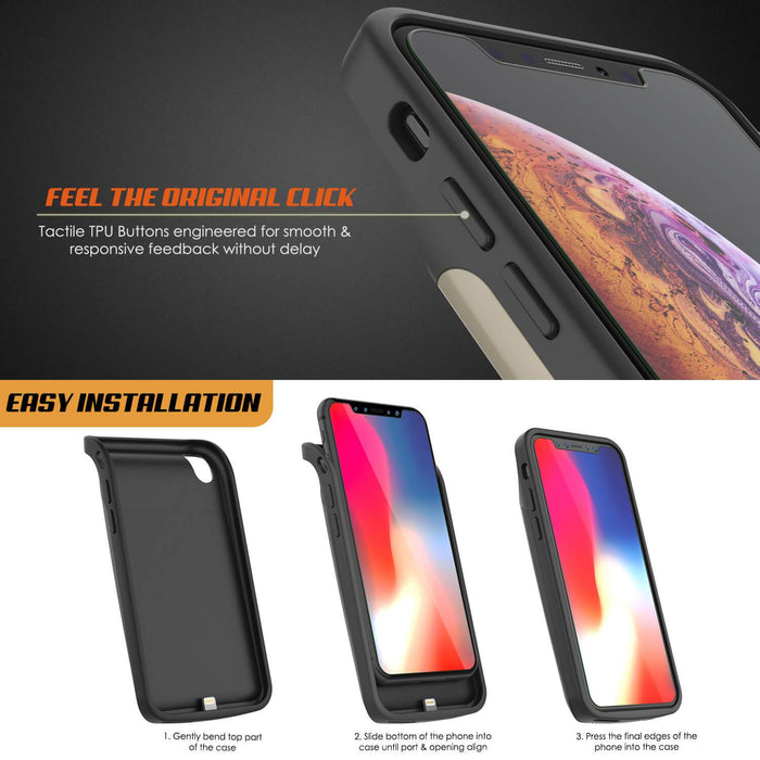 iphone XS Battery Case, PunkJuice 5000mAH Fast Charging Power Bank W/ Screen Protector | [Gold]