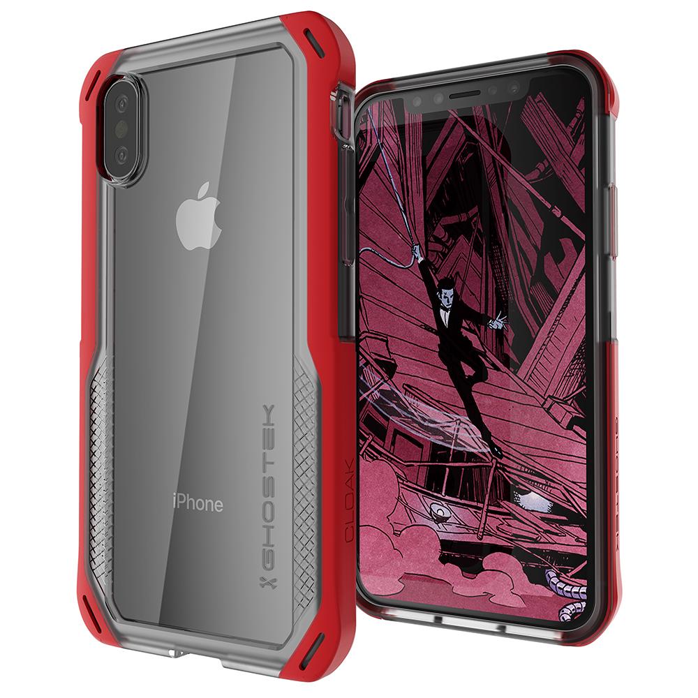 iPhone Xs Case, Ghostek Cloak 4 Series  for iPhone Xs / iPhone Pro Case | RED-CLEAR (Color in image: Red-Clear)