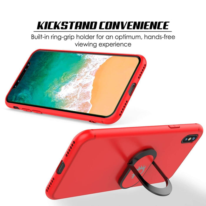iPhone XS Case, Punkcase Magnetix Protective TPU Cover W/ Kickstand, Tempered Glass Screen Protector [Red] (Color in image: blue)