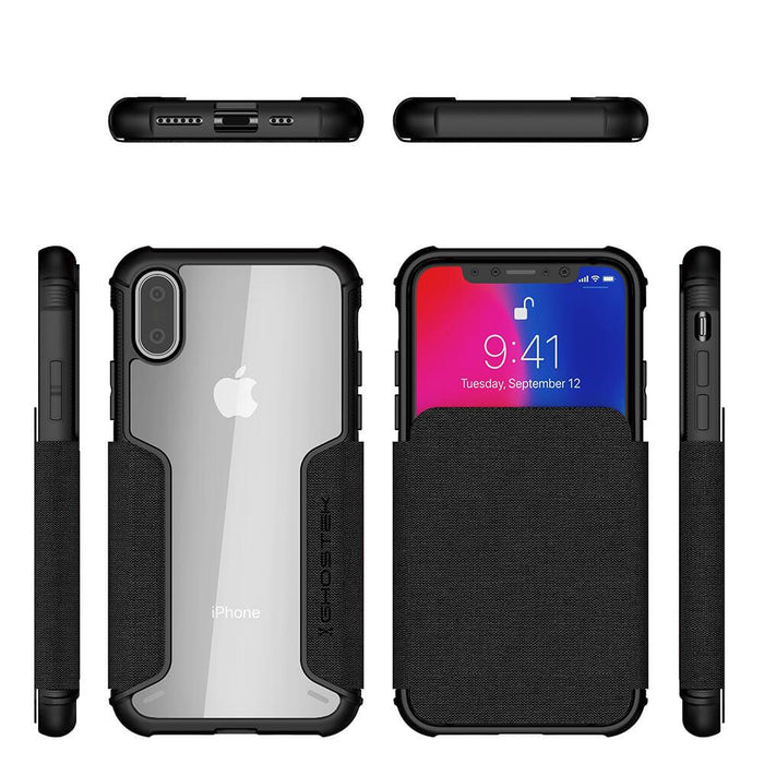 iPhone Xs Case, Ghostek Exec 3 Series for iPhone Xs / iPhone Pro Protective Wallet Case [BLACK] (Color in image: Red)