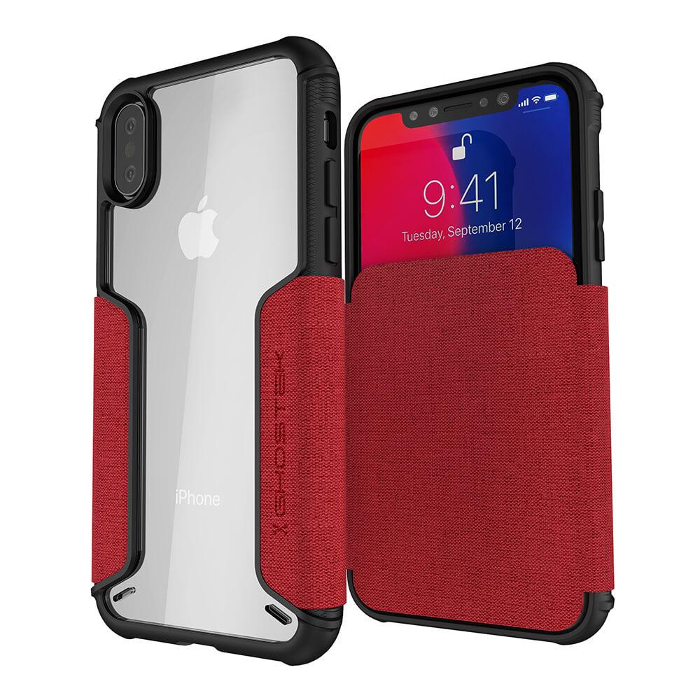 iPhone Xs Case, Ghostek Exec 3 Series for iPhone Xs / iPhone Pro Protective Wallet Case [RED] (Color in image: Red)