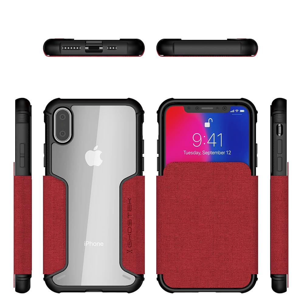 iPhone Xs Case, Ghostek Exec 3 Series for iPhone Xs / iPhone Pro Protective Wallet Case [RED] (Color in image: Black)
