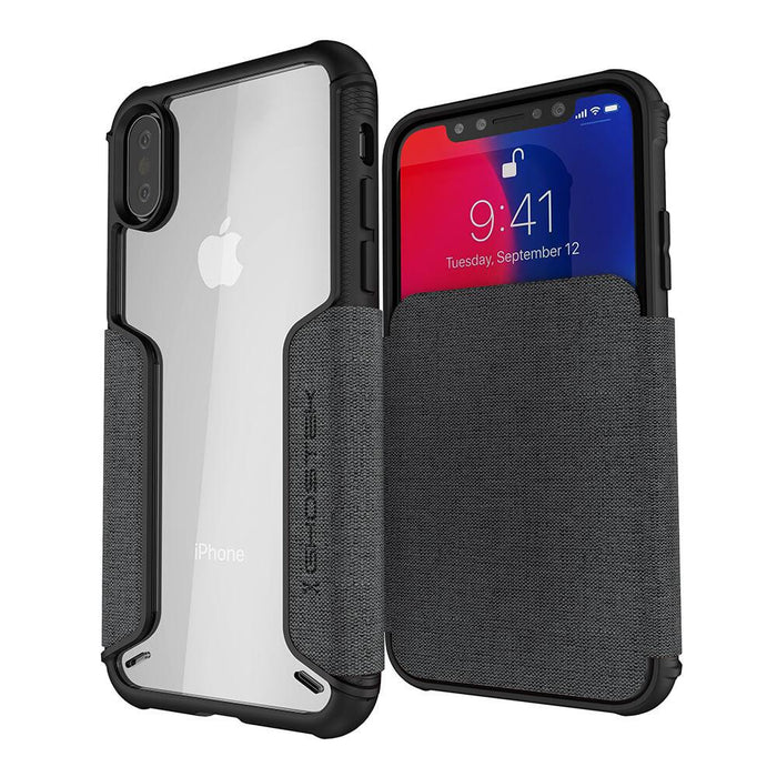 iPhone Xs Case, Ghostek Exec 3 Series for iPhone Xs / iPhone Pro Protective Wallet Case [Gray] (Color in image: Gray)