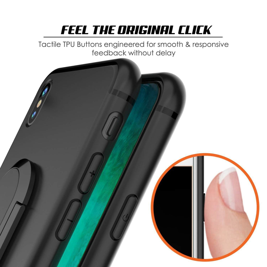 iPhone XS Max Case, Punkcase Magnetix Protective TPU Cover W/ Kickstand, Tempered Glass Screen Protector [Black] (Color in image: red)