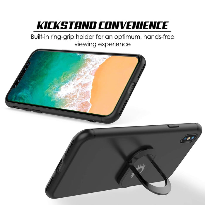 iPhone XS Max Case, Punkcase Magnetix Protective TPU Cover W/ Kickstand, Tempered Glass Screen Protector [Black] (Color in image: blue)