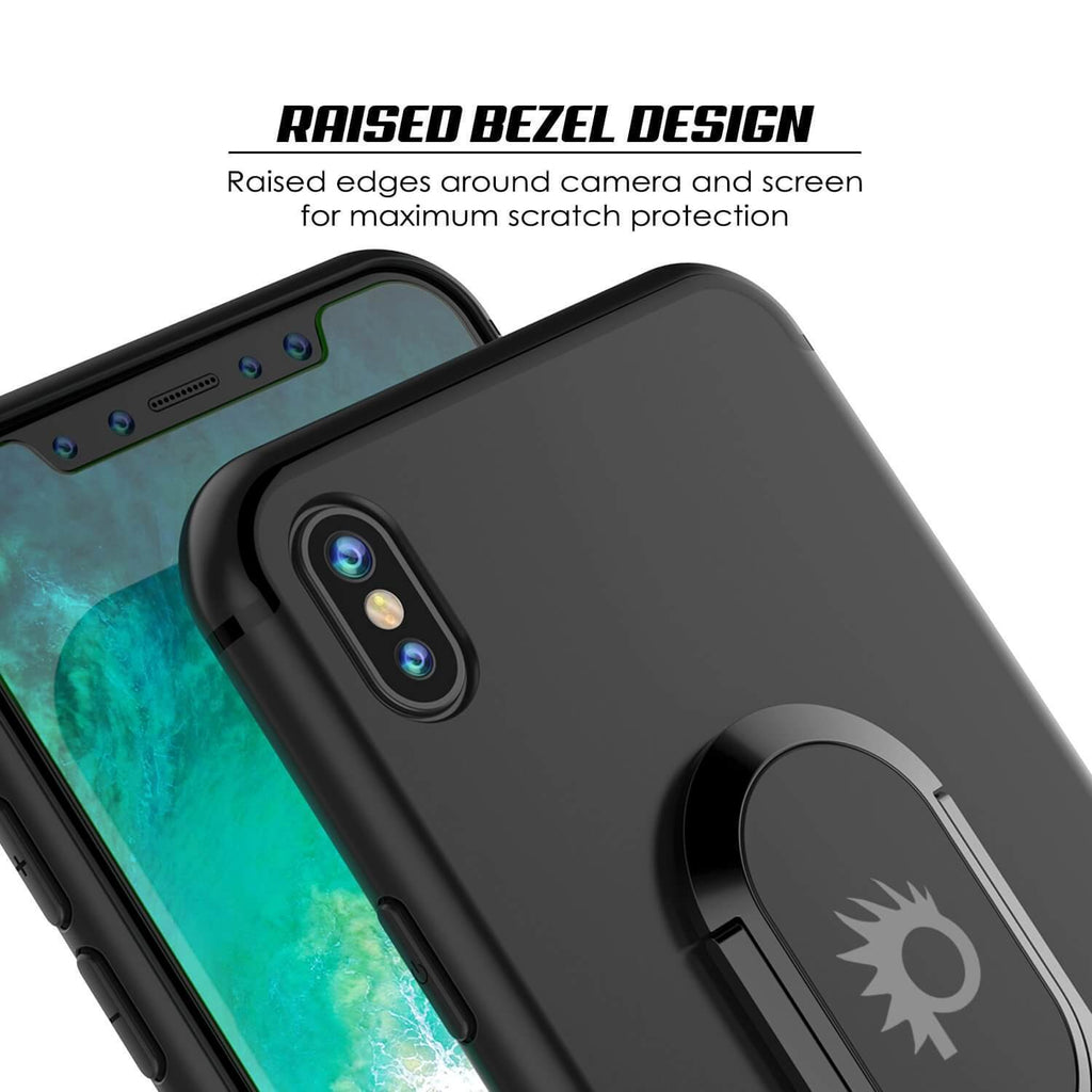 iPhone XS Max Case, Punkcase Magnetix Protective TPU Cover W/ Kickstand, Tempered Glass Screen Protector [Black] 