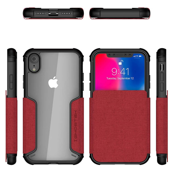 iPhone Xr Case, Ghostek Exec 3 Series for iPhone Xr / iPhone Pro Protective Wallet Case [RED] (Color in image: Gray)