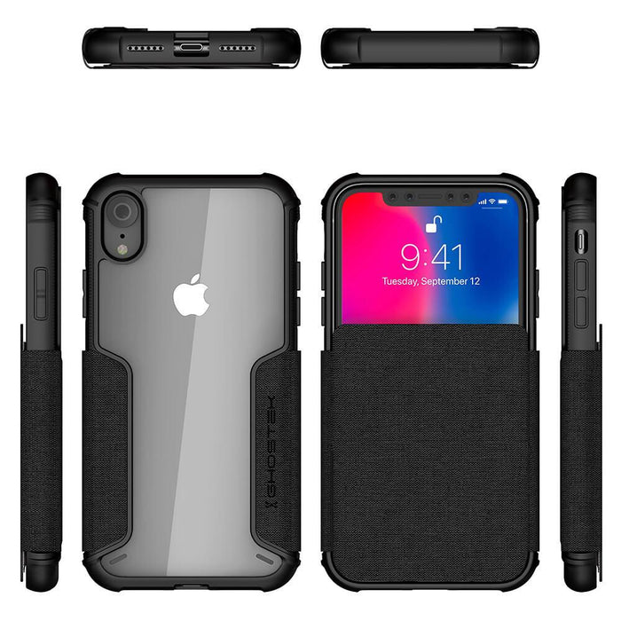 iPhone Xr Case, Ghostek Exec 3 Series for iPhone Xr / iPhone Pro Protective Wallet Case [BLACK] (Color in image: Gray)