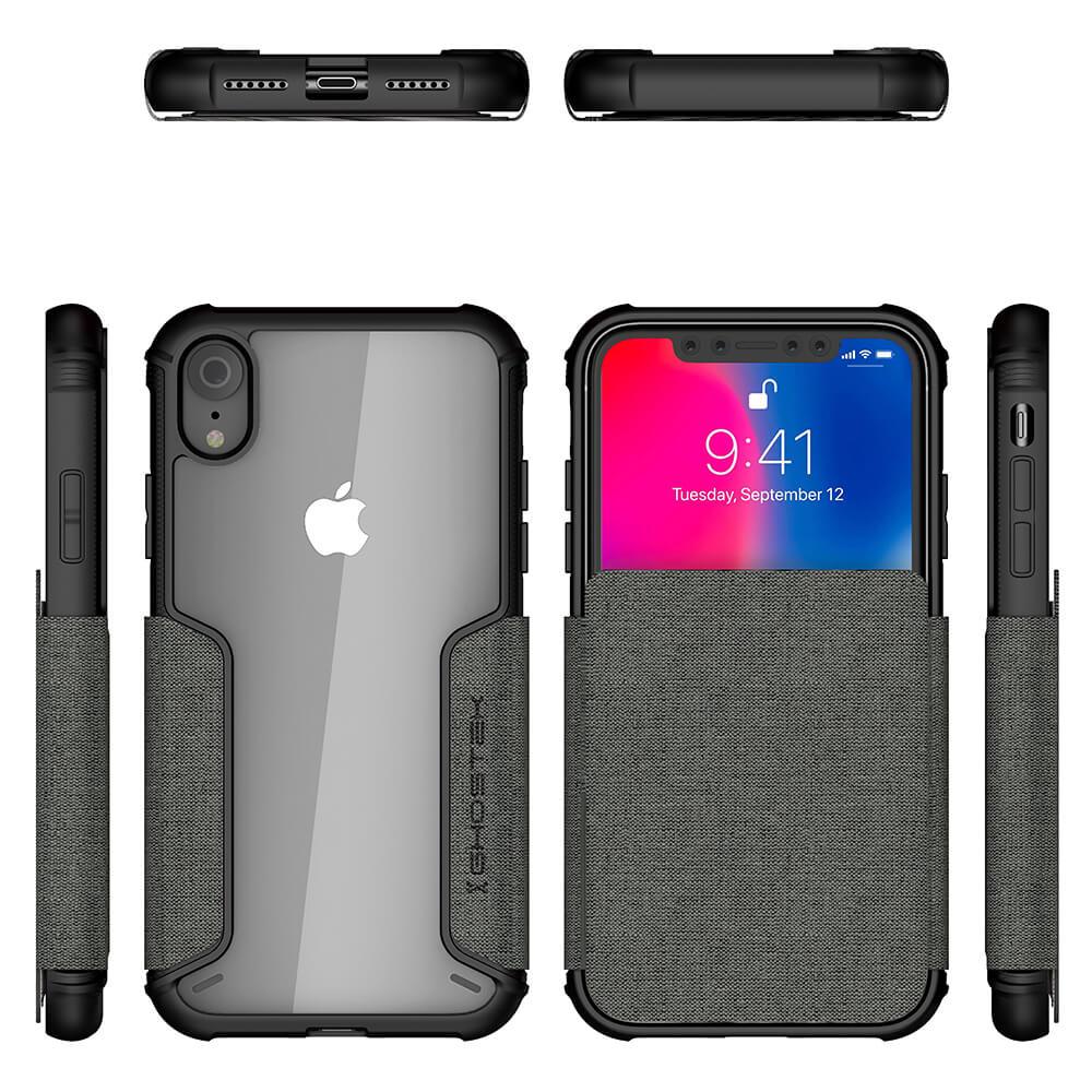 iPhone Xr Case, Ghostek Exec 3 Series for iPhone Xr / iPhone Pro Protective Wallet Case [GRAY] (Color in image: Red)