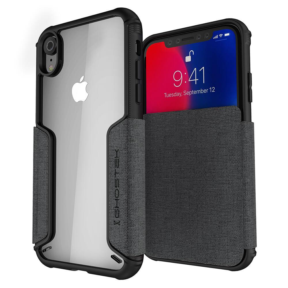 iPhone Xr Case, Ghostek Exec 3 Series for iPhone Xr / iPhone Pro Protective Wallet Case [GRAY] (Color in image: Gray)