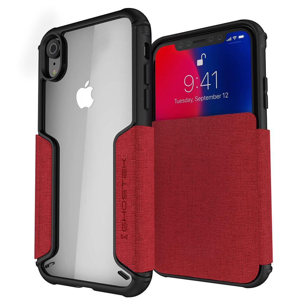 iPhone Xr Case, Ghostek Exec 3 Series for iPhone Xr / iPhone Pro Protective Wallet Case [RED] (Color in image: Red)