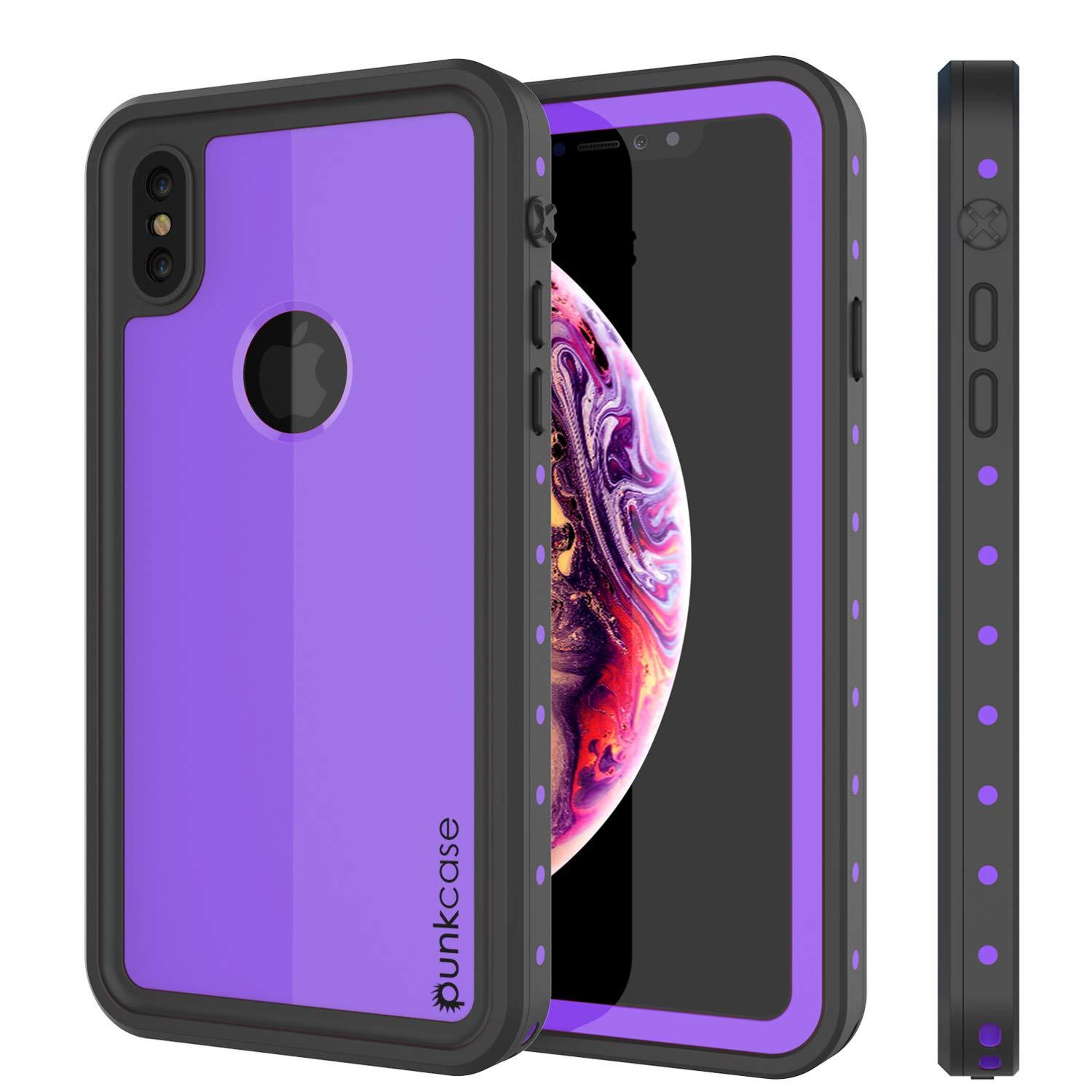 iPhone XS Max Waterproof IP68 Case, Punkcase [Purple] [StudStar Series] [Slim Fit] [Dirtproof]
