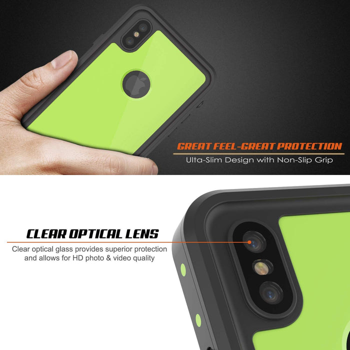 iPhone XS Max Waterproof IP68 Case, Punkcase [Light green] [StudStar Series] [Slim Fit] [Dirtproof] (Color in image: Clear.)