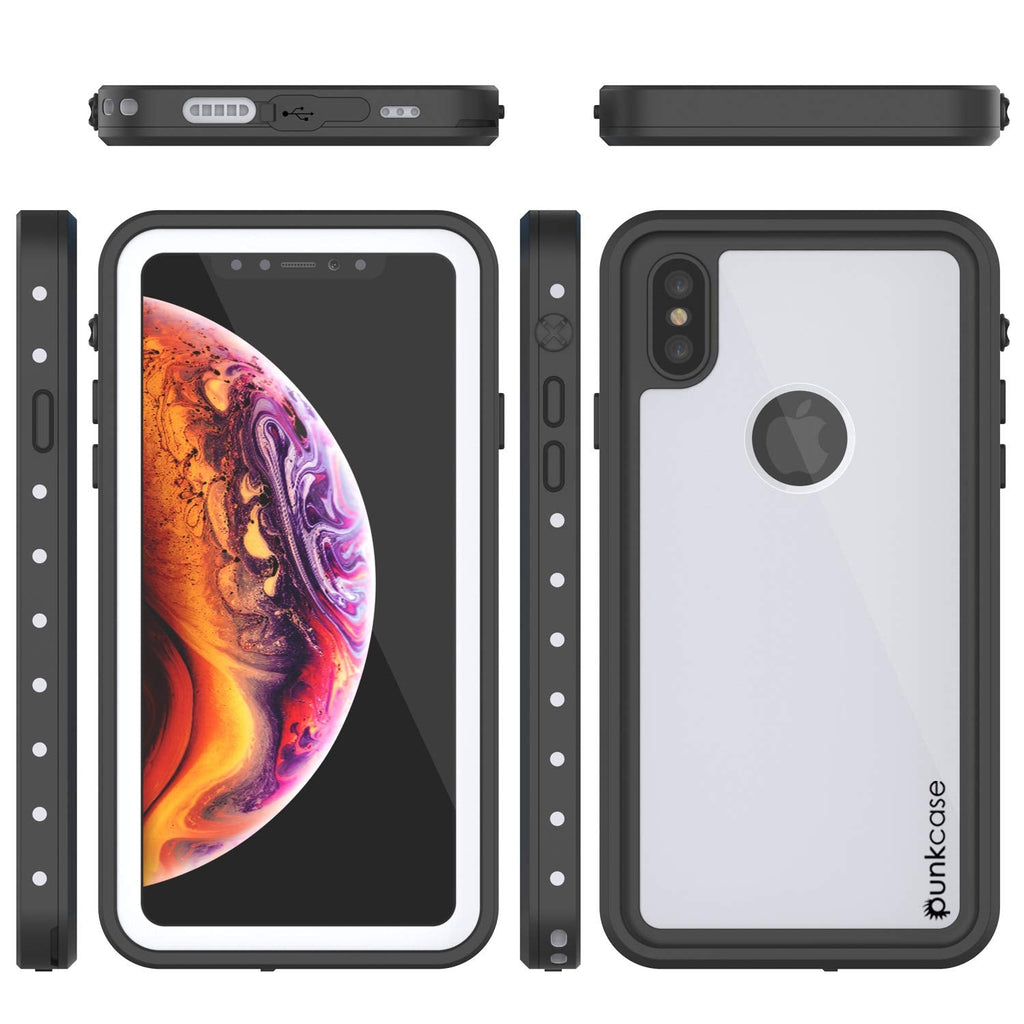 iPhone XS Max Waterproof IP68 Case, Punkcase [White] [StudStar Series] [Slim Fit] [Dirtproof] (Color in image: purple)