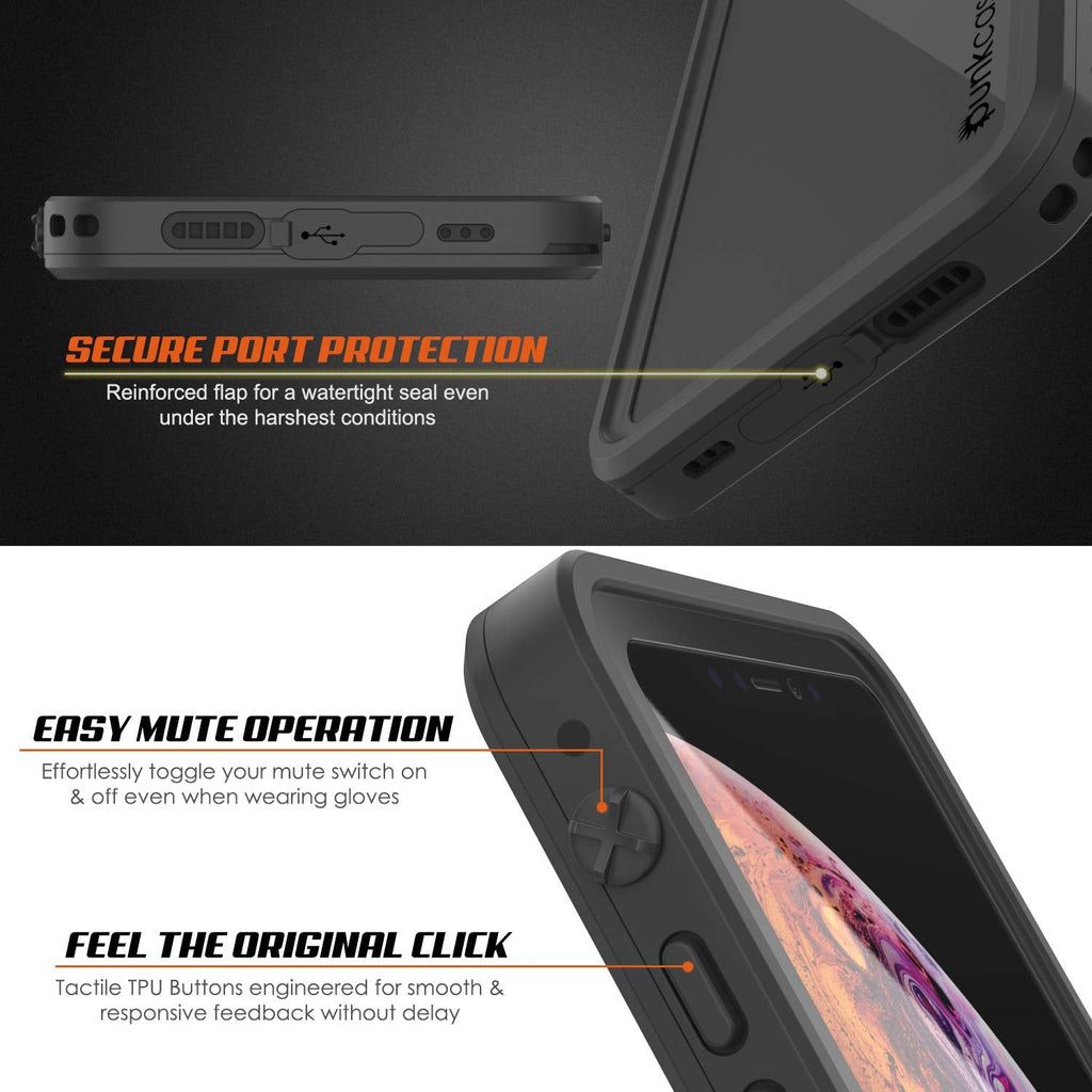 iPhone XS Max Waterproof IP68 Case, Punkcase [Black] [StudStar Series] [Slim Fit] [Dirtproof] (Color in image: pink)