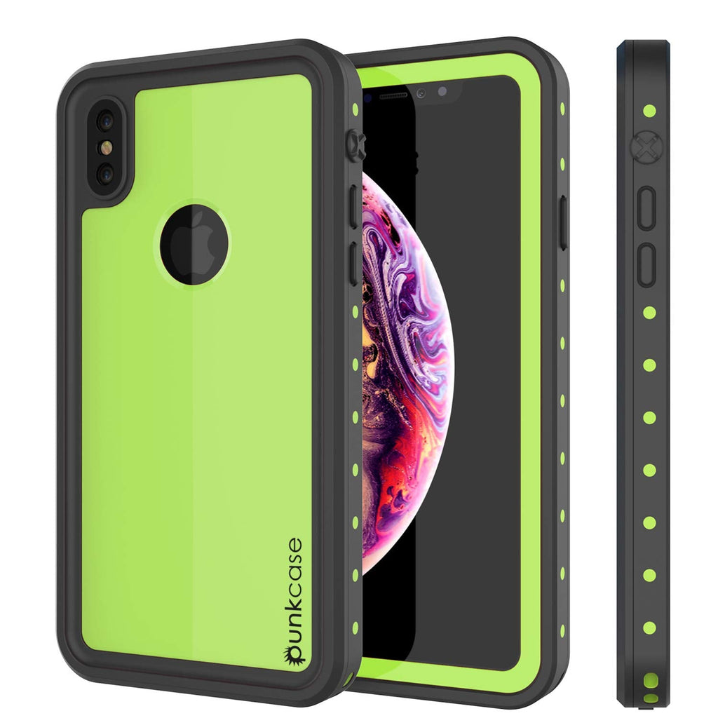 iPhone XS Max Waterproof IP68 Case, Punkcase [Light green] [StudStar Series] [Slim Fit] [Dirtproof] (Color in image: light green)