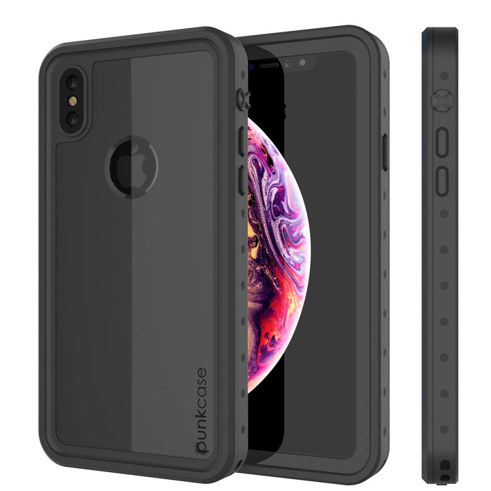 iPhone XS Max Waterproof IP68 Case, Punkcase [Black] [StudStar Series] [Slim Fit] [Dirtproof] (Color in image: black)