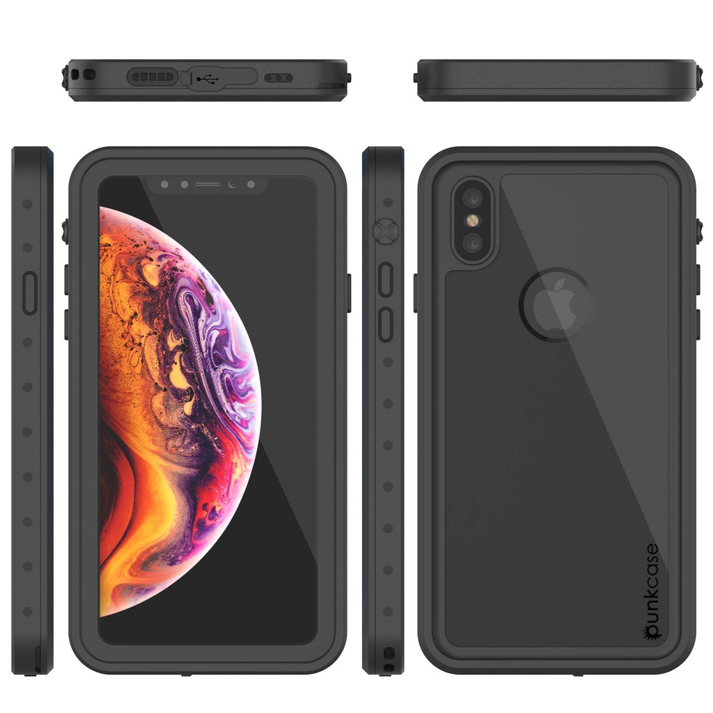 iPhone XS Max Waterproof IP68 Case, Punkcase [Black] [StudStar Series] [Slim Fit] [Dirtproof] (Color in image: purple)