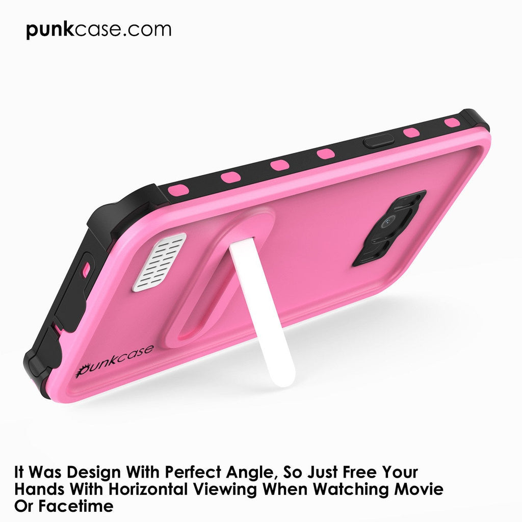 Galaxy S8 Plus Waterproof Case, Punkcase KickStud Pink Series [Slim Fit] [IP68 Certified] [Shockproof] [Snowproof] Armor Cover W/ Built-In Kickstand (Color in image: Black)