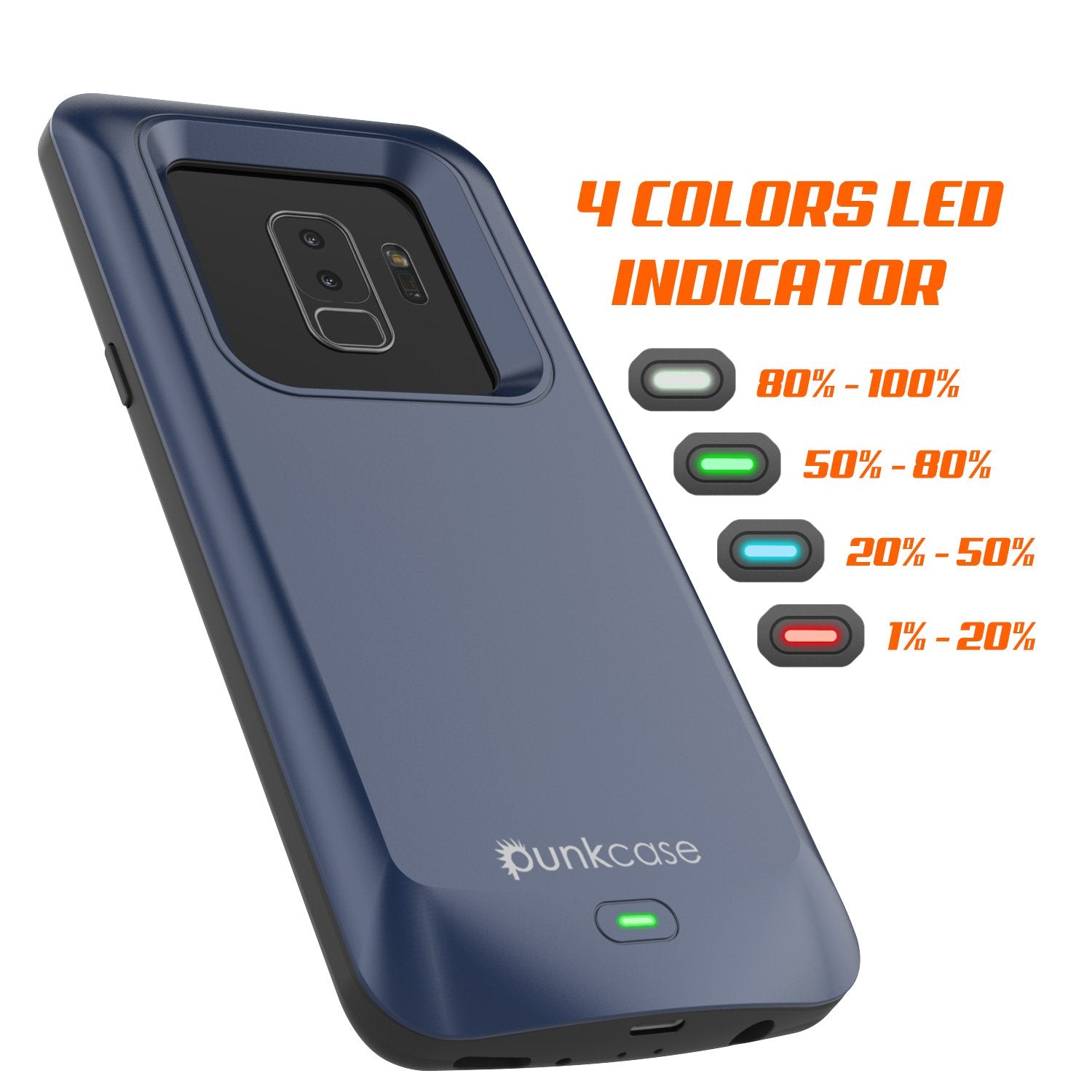 Galaxy S9 PLUS Battery Case, PunkJuice 5000mAH Fast Charging Power Bank Case [Navy]